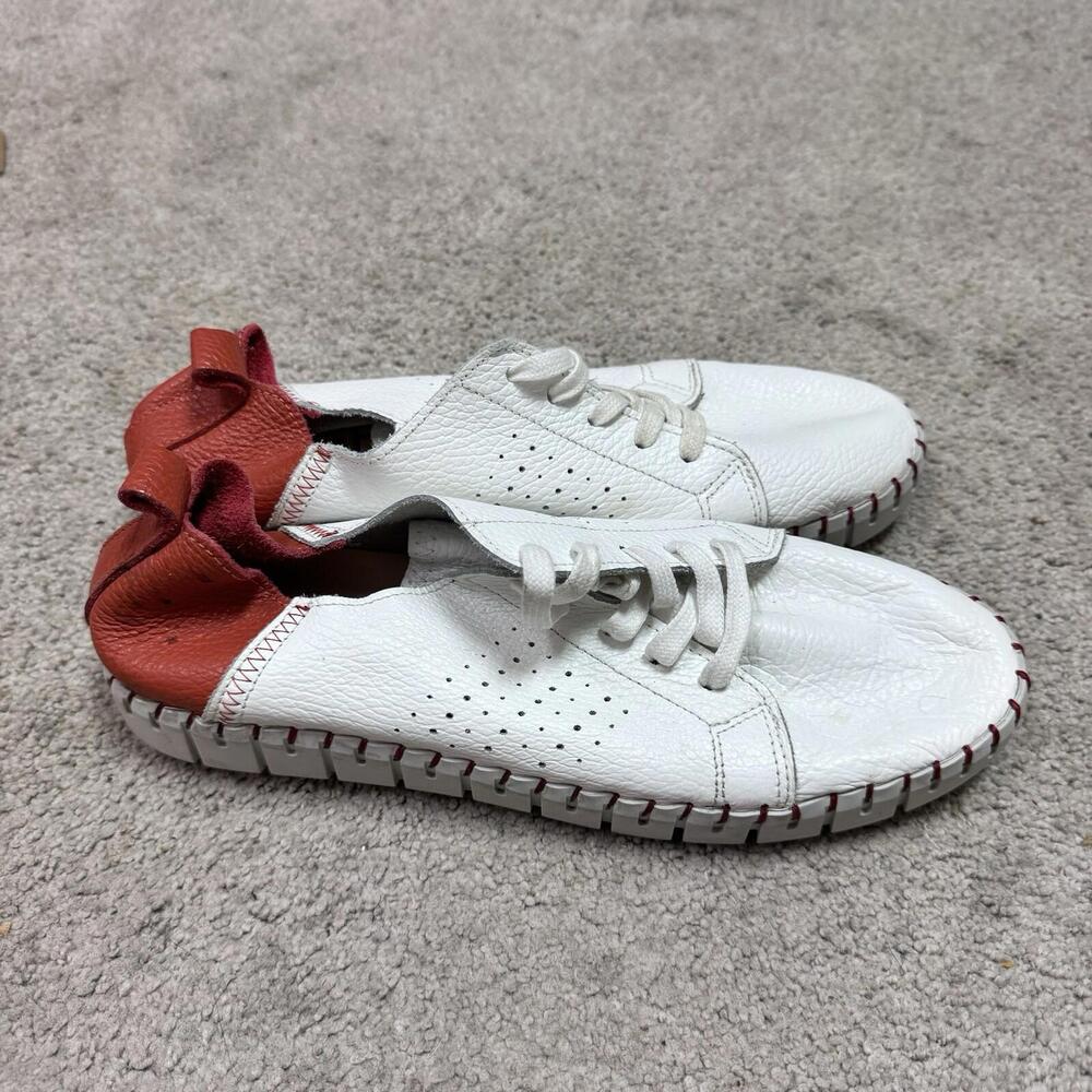 Lunita Sneakers White Red Lace Up Women’s Size 41 US 10.5